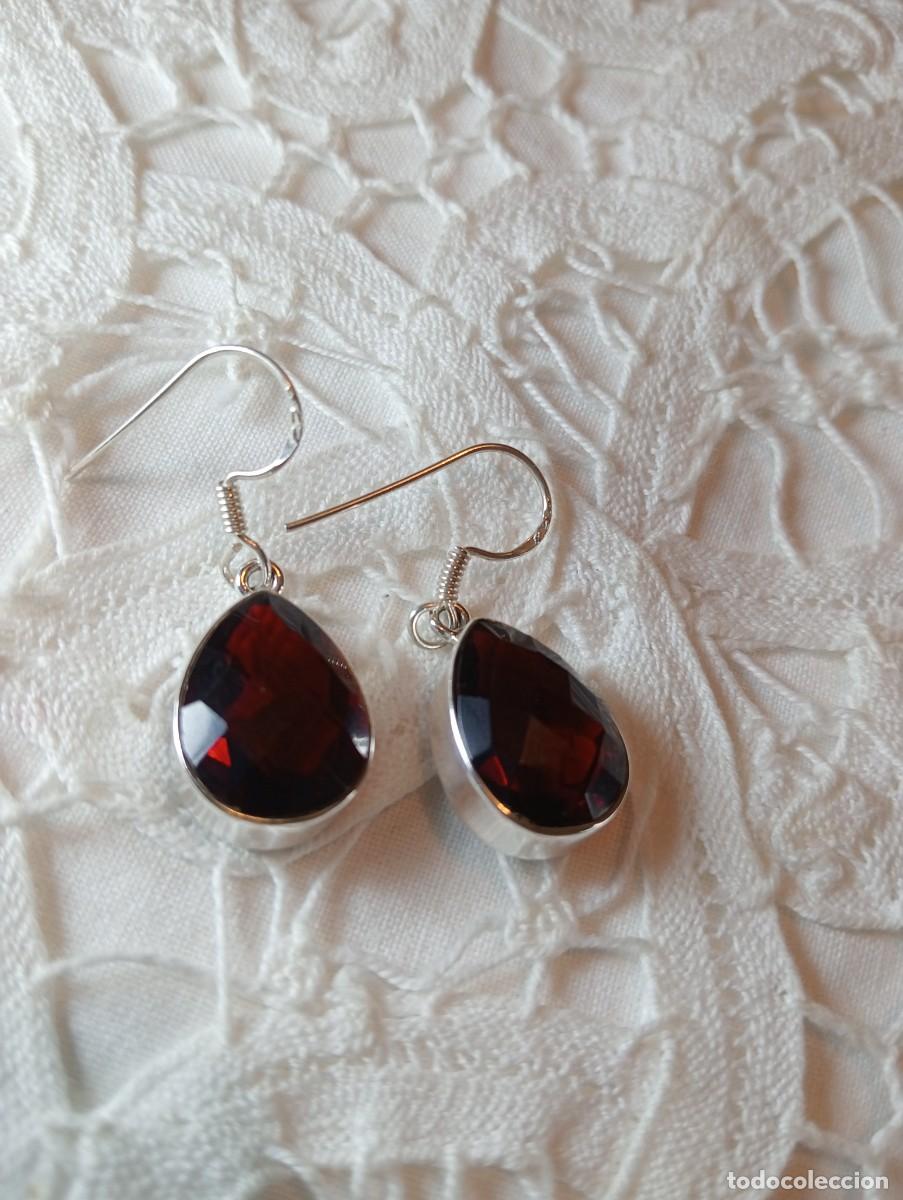 Joyeria: PENDIENTES DE PLATA MACIZA Y GRANATES (SIN USAR) - Foto 1