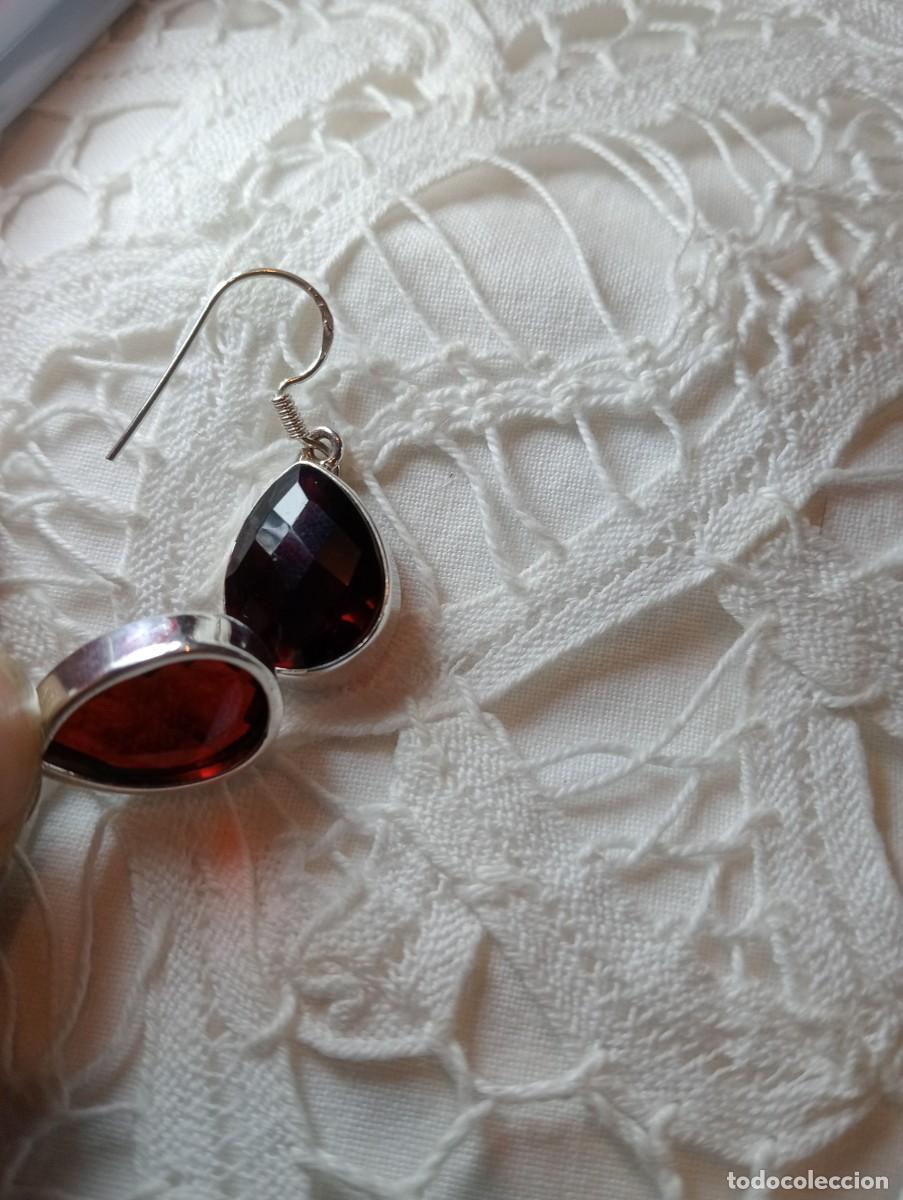 Joyeria: PENDIENTES DE PLATA MACIZA Y GRANATES (SIN USAR) - Foto 2