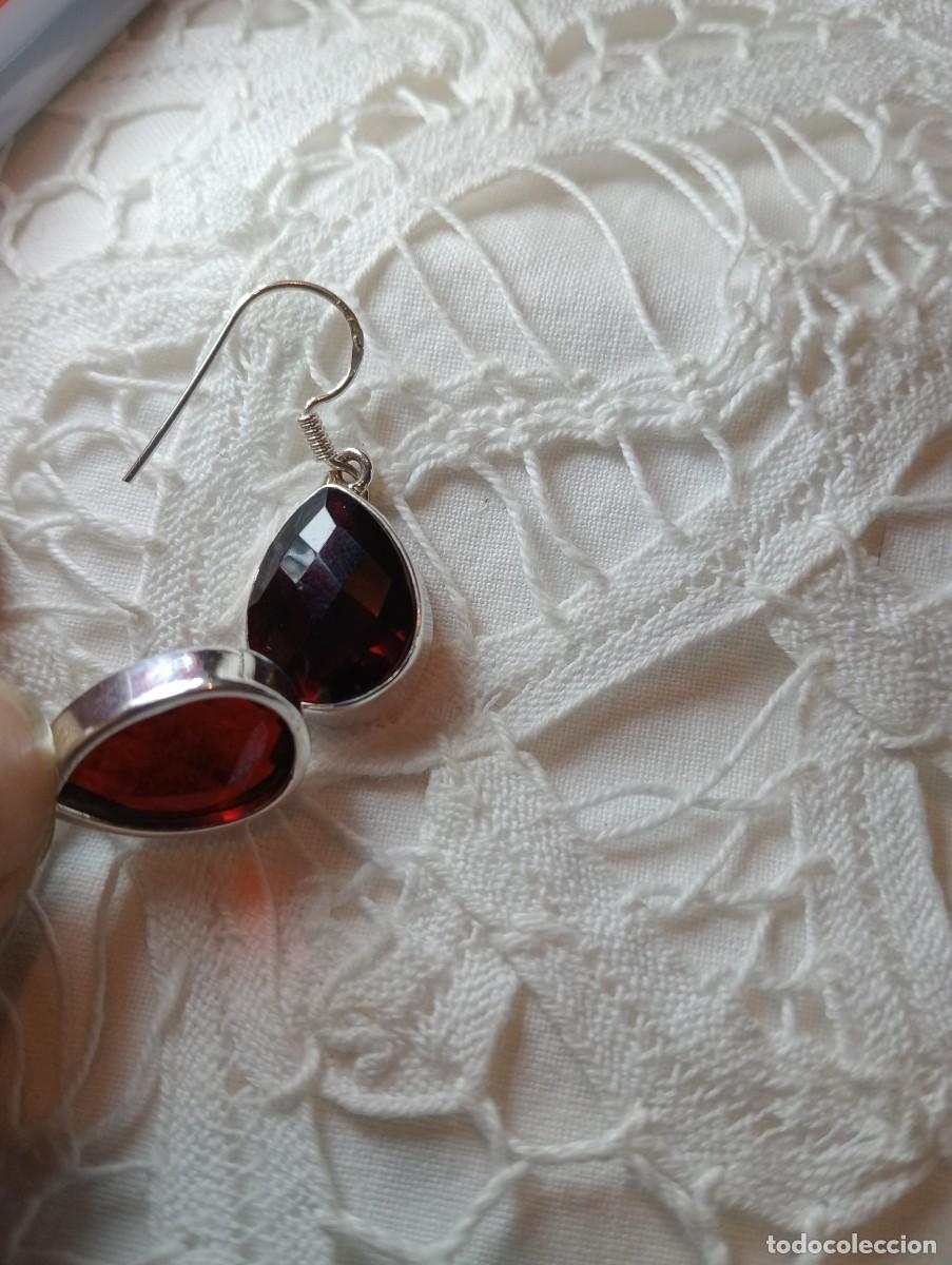 Joyeria: PENDIENTES DE PLATA MACIZA Y GRANATES (SIN USAR) - Foto 3
