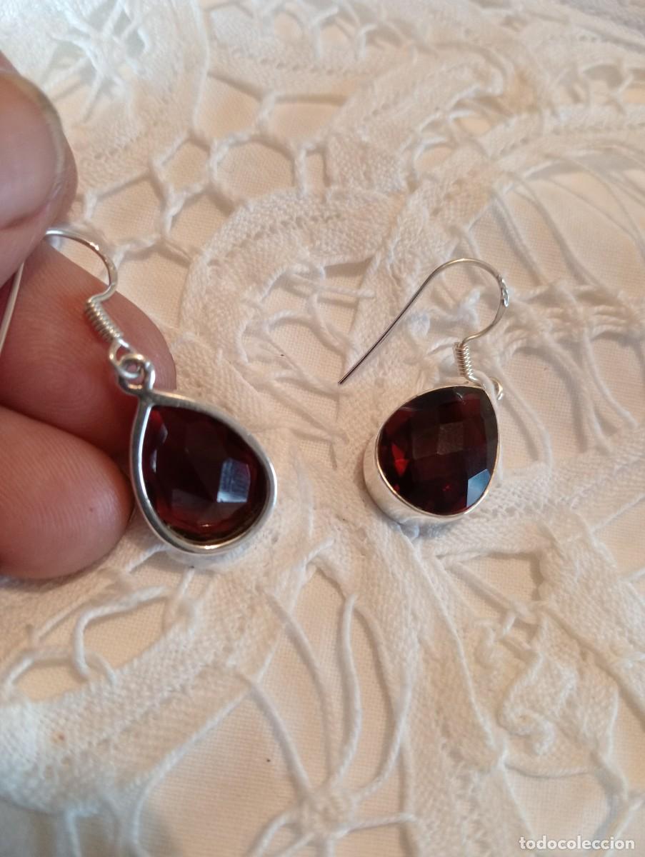Joyeria: PENDIENTES DE PLATA MACIZA Y GRANATES (SIN USAR) - Foto 5
