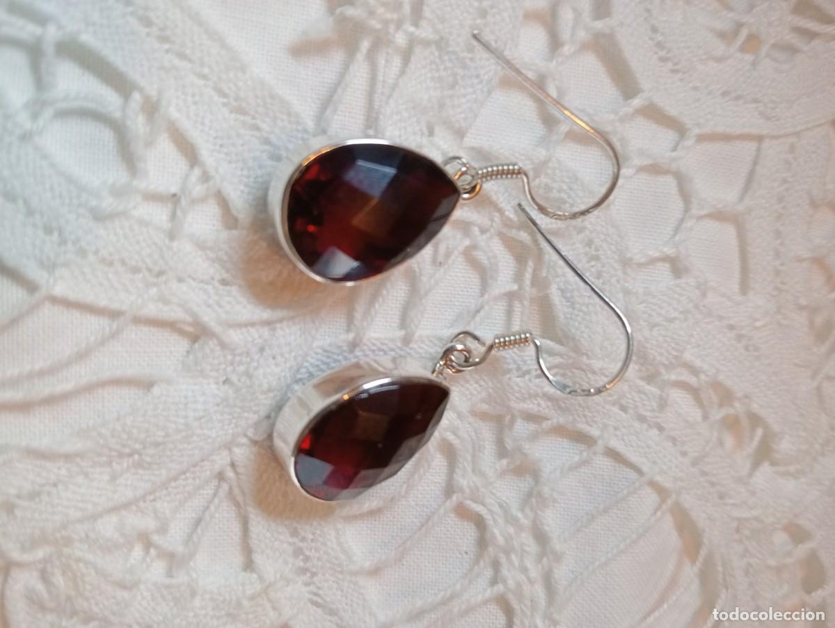 Joyeria: PENDIENTES DE PLATA MACIZA Y GRANATES (SIN USAR) - Foto 7