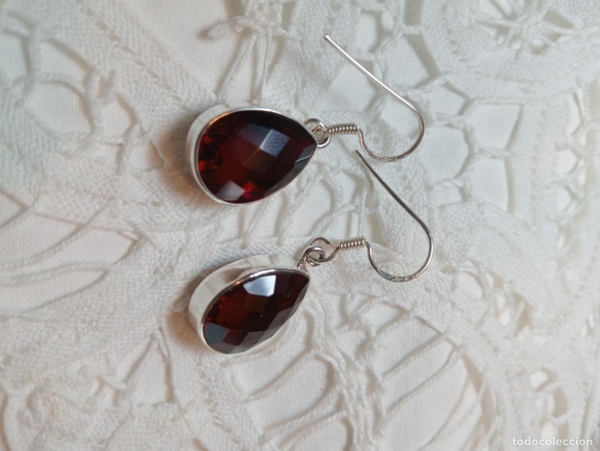 Joyeria: PENDIENTES DE PLATA MACIZA Y GRANATES (SIN USAR) - Foto 8