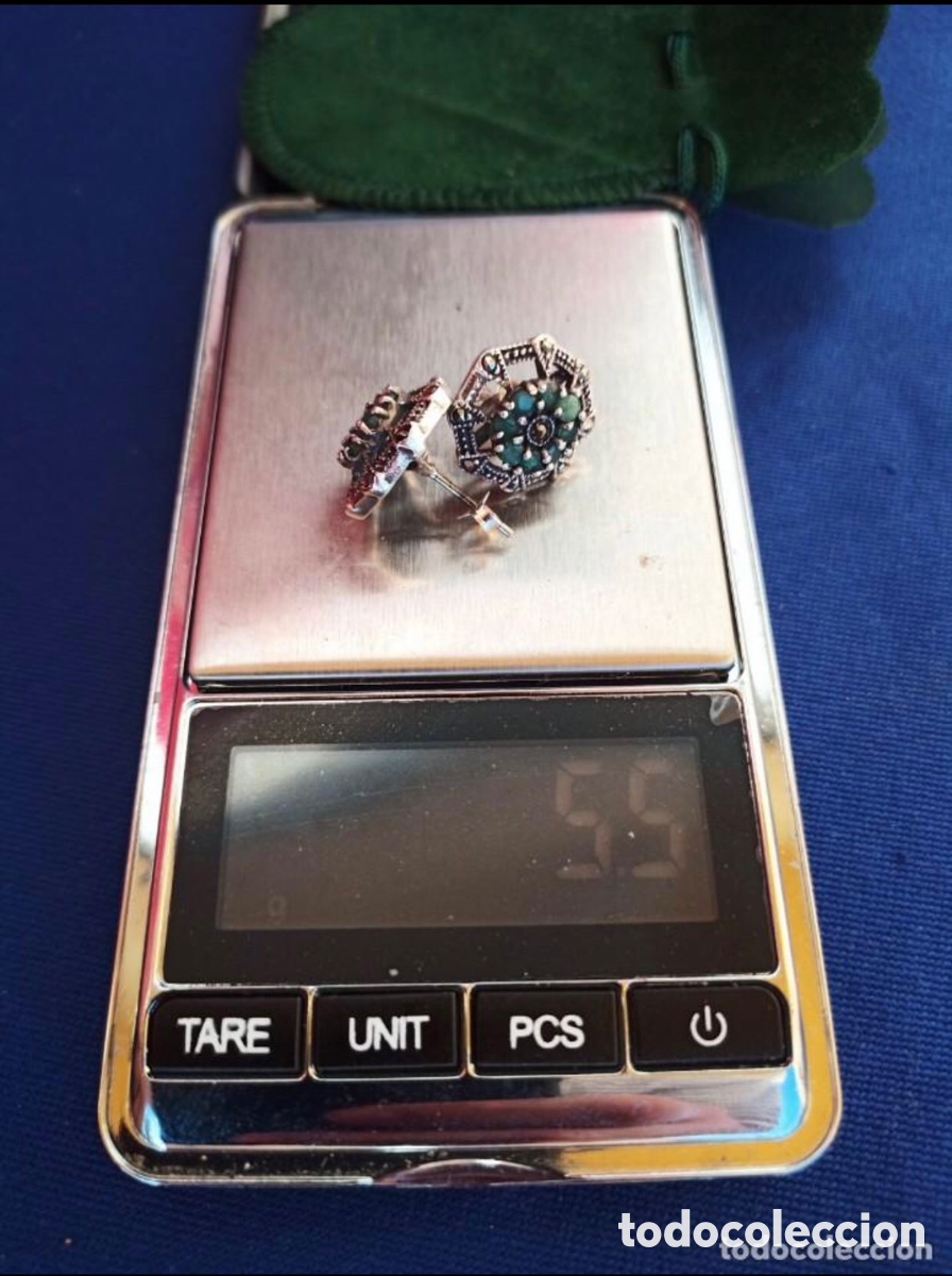 Joyeria: Pendientes victorianos plata y esmeraldas - Foto 2