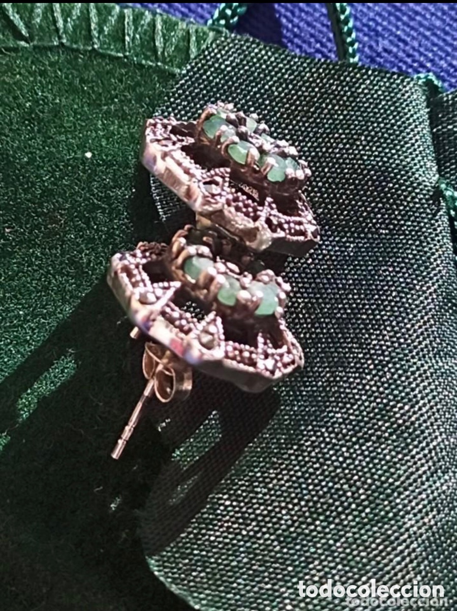 Joyeria: Pendientes victorianos plata y esmeraldas - Foto 4