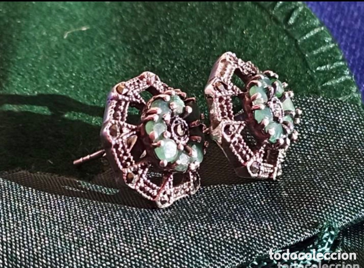 Joyeria: Pendientes victorianos plata y esmeraldas - Foto 5