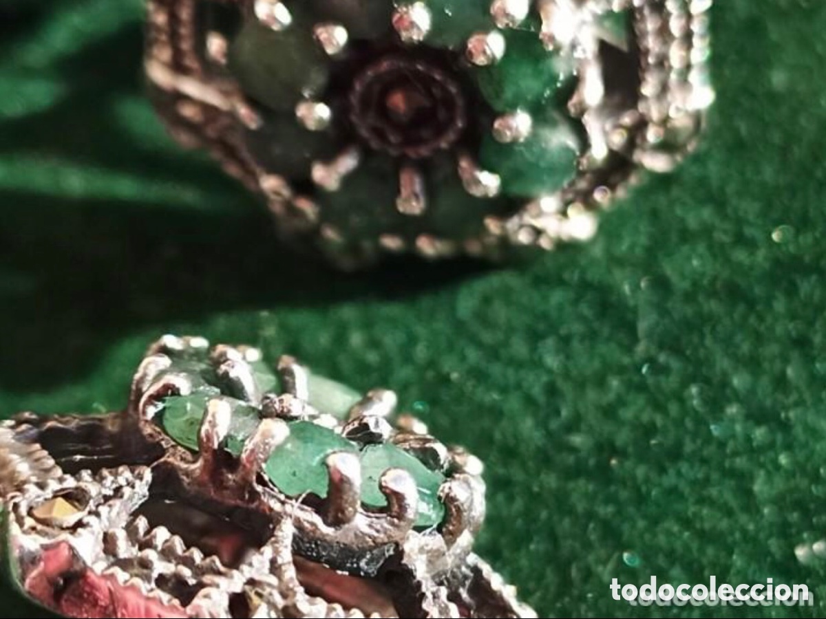 Joyeria: Pendientes victorianos plata y esmeraldas - Foto 1