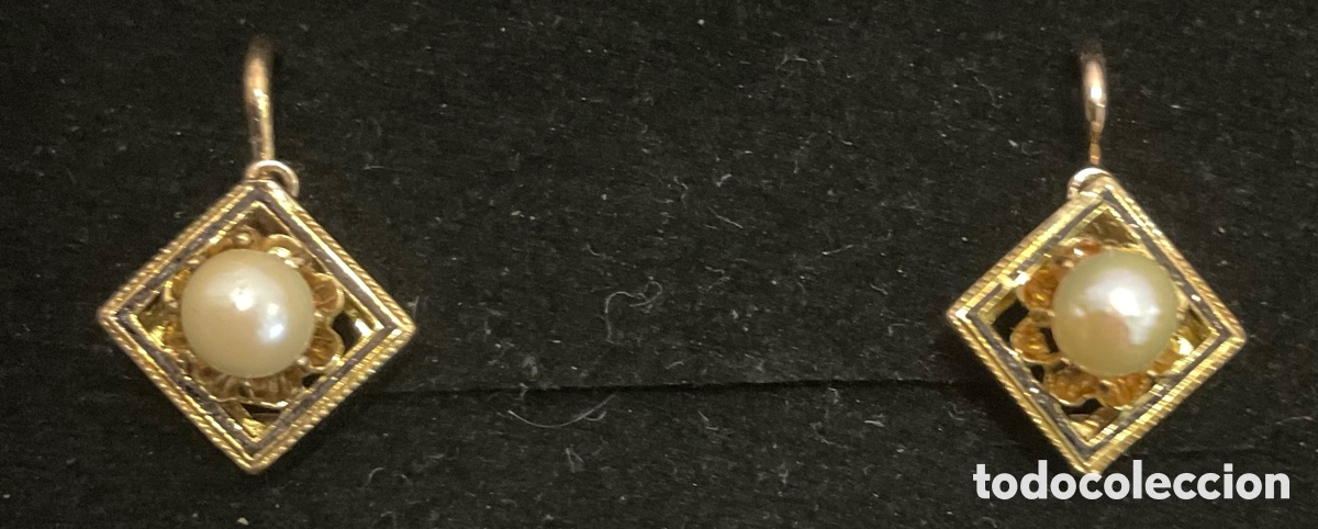 Joyeria: Pendientes de oro amarillo y perla central - Foto 3