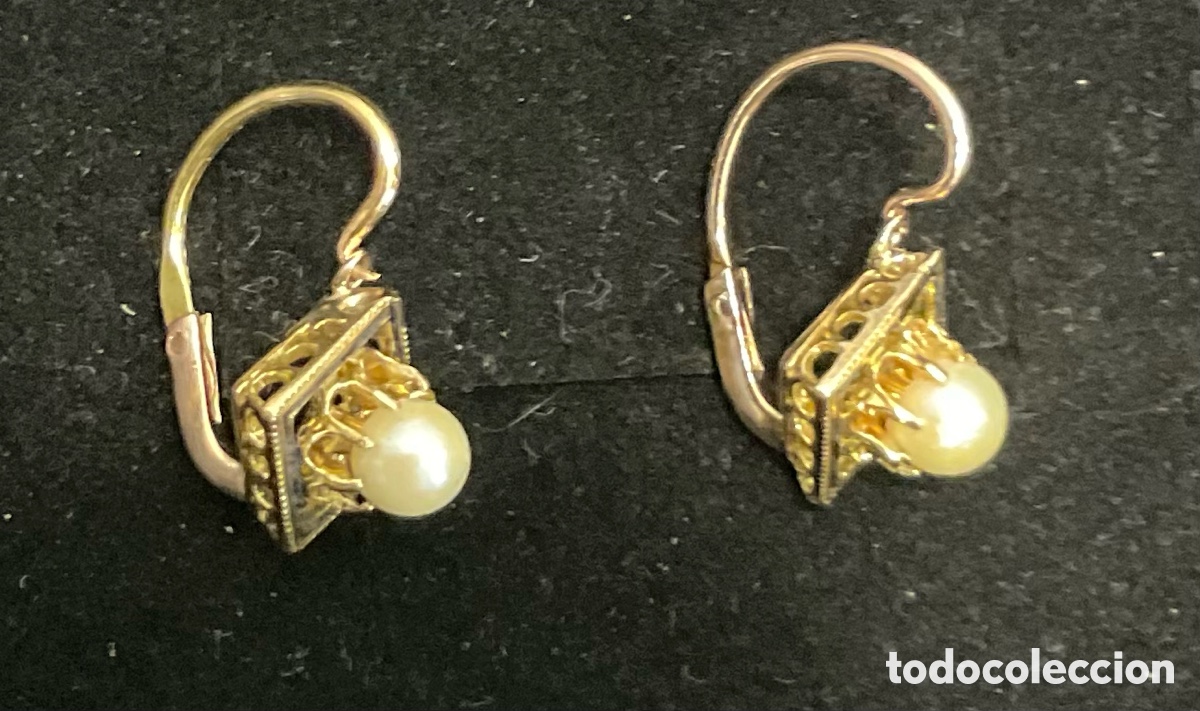 Joyeria: Pendientes de oro amarillo y perla central - Foto 4