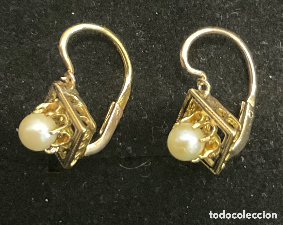 Joyeria: Pendientes de oro amarillo y perla central - Foto 6