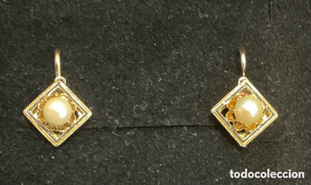 Joyeria: Pendientes de oro amarillo y perla central - Foto 1