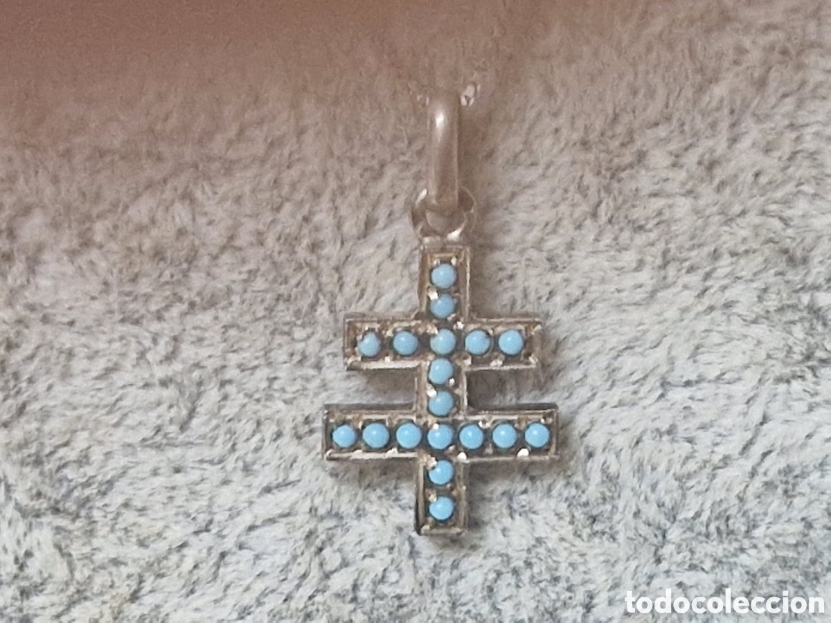 Joyeria: CRUZ EN PLATA Y TURQUESAS CON CADENA DE PLATA - Foto 2