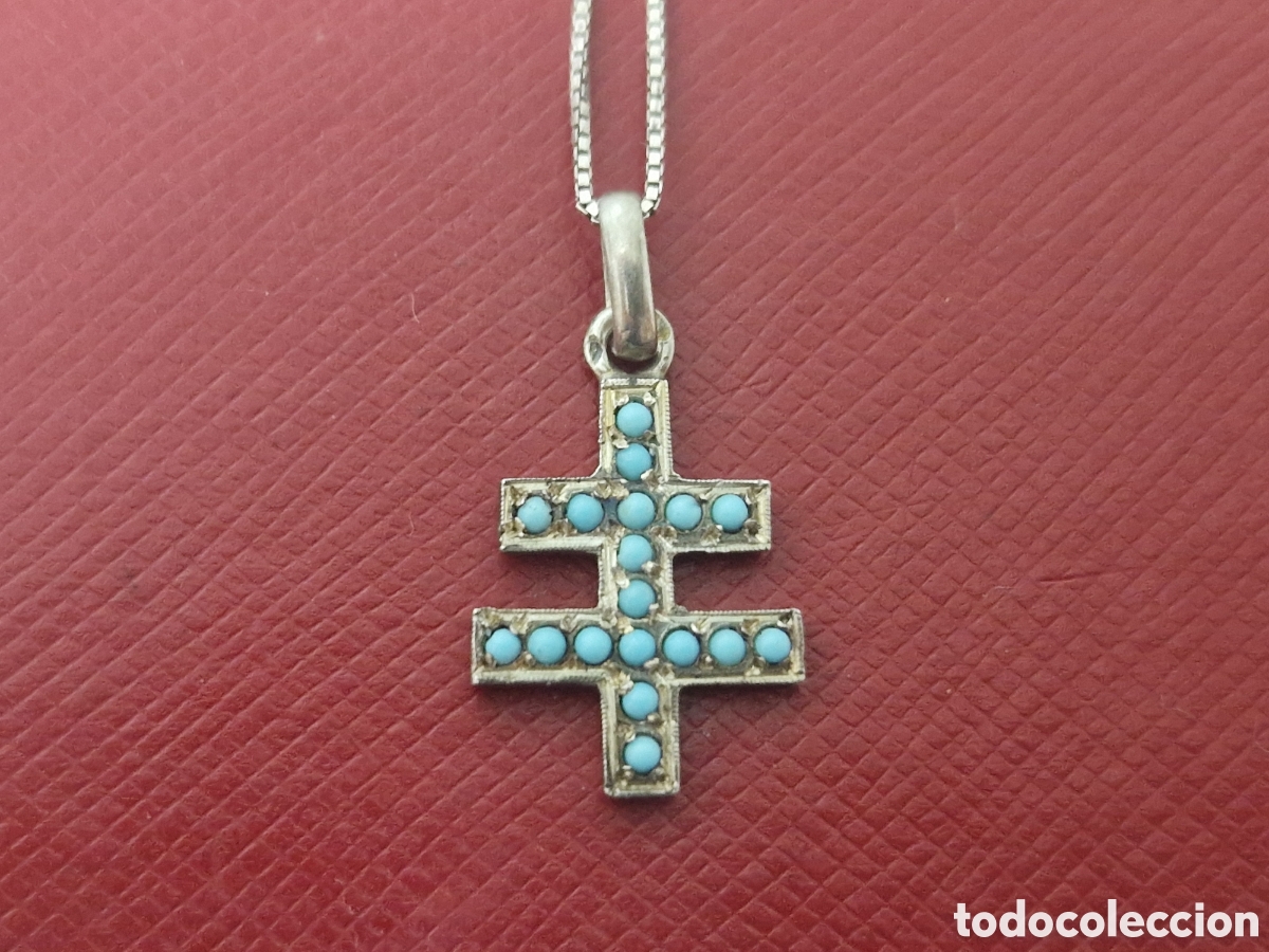 Joyeria: CRUZ EN PLATA Y TURQUESAS CON CADENA DE PLATA - Foto 4