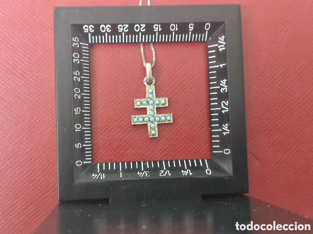 Joyeria: CRUZ EN PLATA Y TURQUESAS CON CADENA DE PLATA - Foto 6