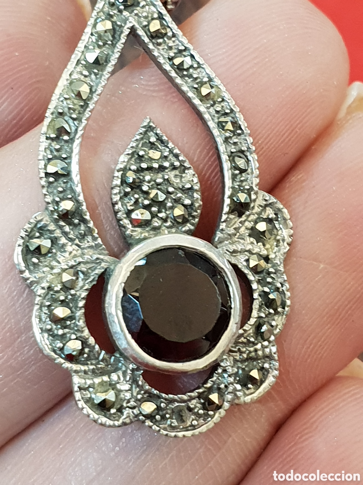 Joyeria: ANTIGUOS PENDIENTES PLATA DE LEY Y MARQUESITAS. 4CM LARGO. - Foto 4
