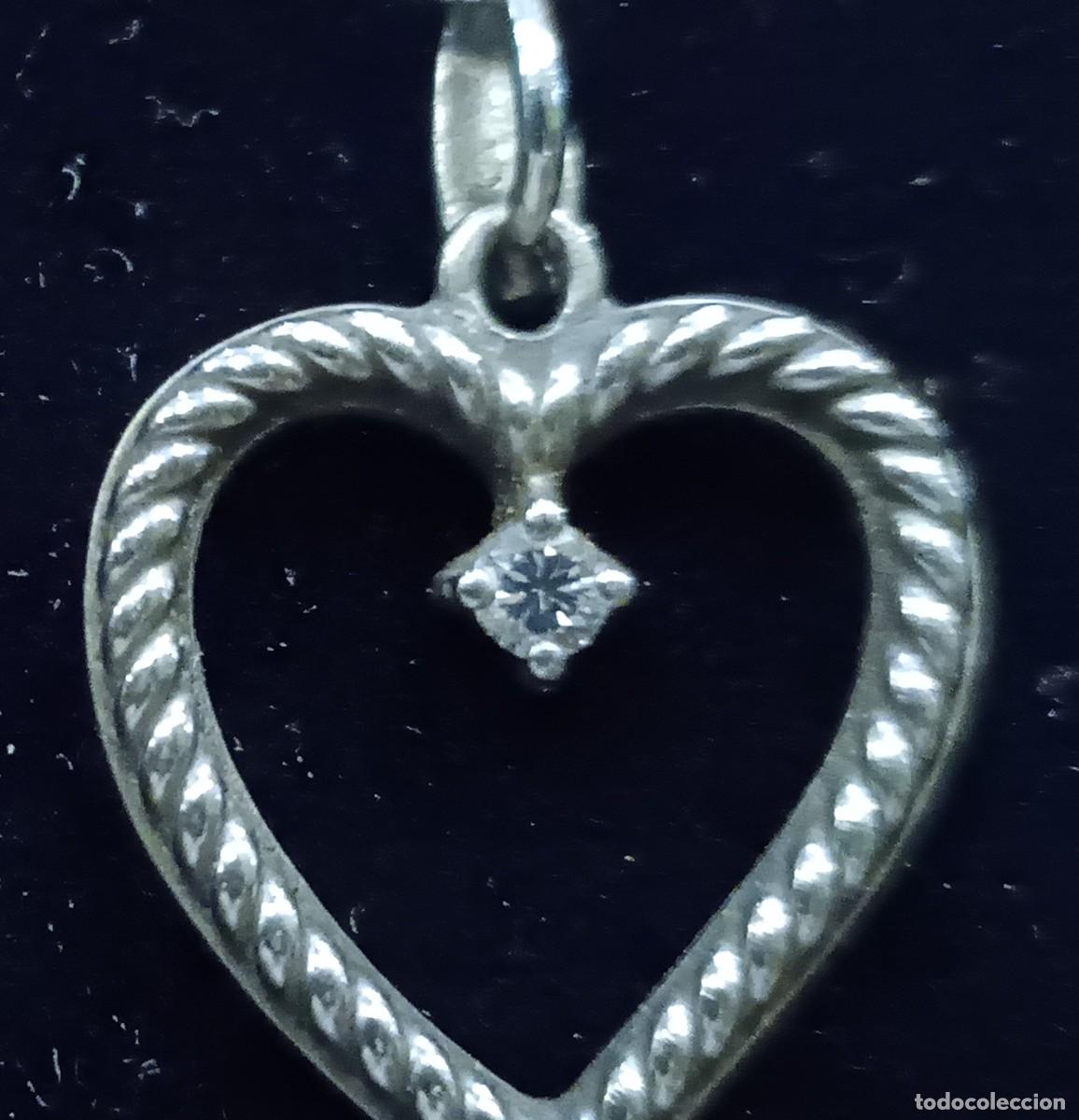 Joyeria: ESPLENDIDO CONJUNTO EN ORO BLANCO CORAZON CON DIAMANTE CENTRAL Y CORDON - Foto 2
