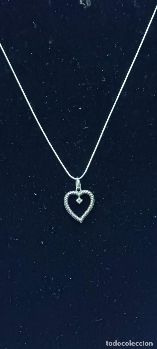 Joyeria: ESPLENDIDO CONJUNTO EN ORO BLANCO CORAZON CON DIAMANTE CENTRAL Y CORDON - Foto 3