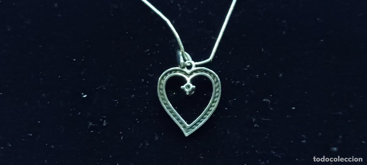 Joyeria: ESPLENDIDO CONJUNTO EN ORO BLANCO CORAZON CON DIAMANTE CENTRAL Y CORDON - Foto 4