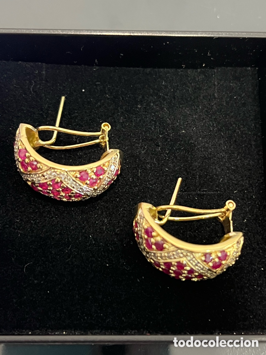 Joyeria: Pendientes y anillo de diamantes y rubies - Foto 2