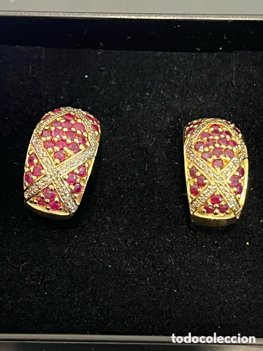 Joyeria: Pendientes y anillo de diamantes y rubies - Foto 3