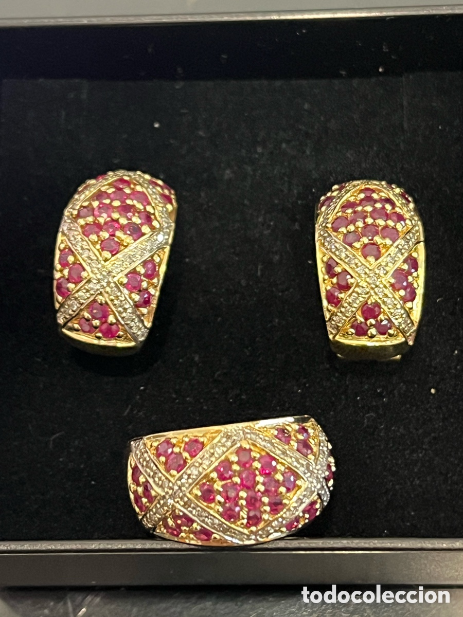Joyeria: Pendientes y anillo de diamantes y rubies - Foto 4
