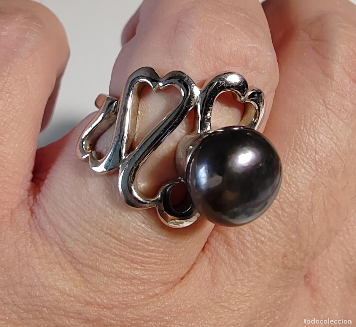 Joyeria: Anillo con Perla gris japonesa y Plata de Ley - Foto 1