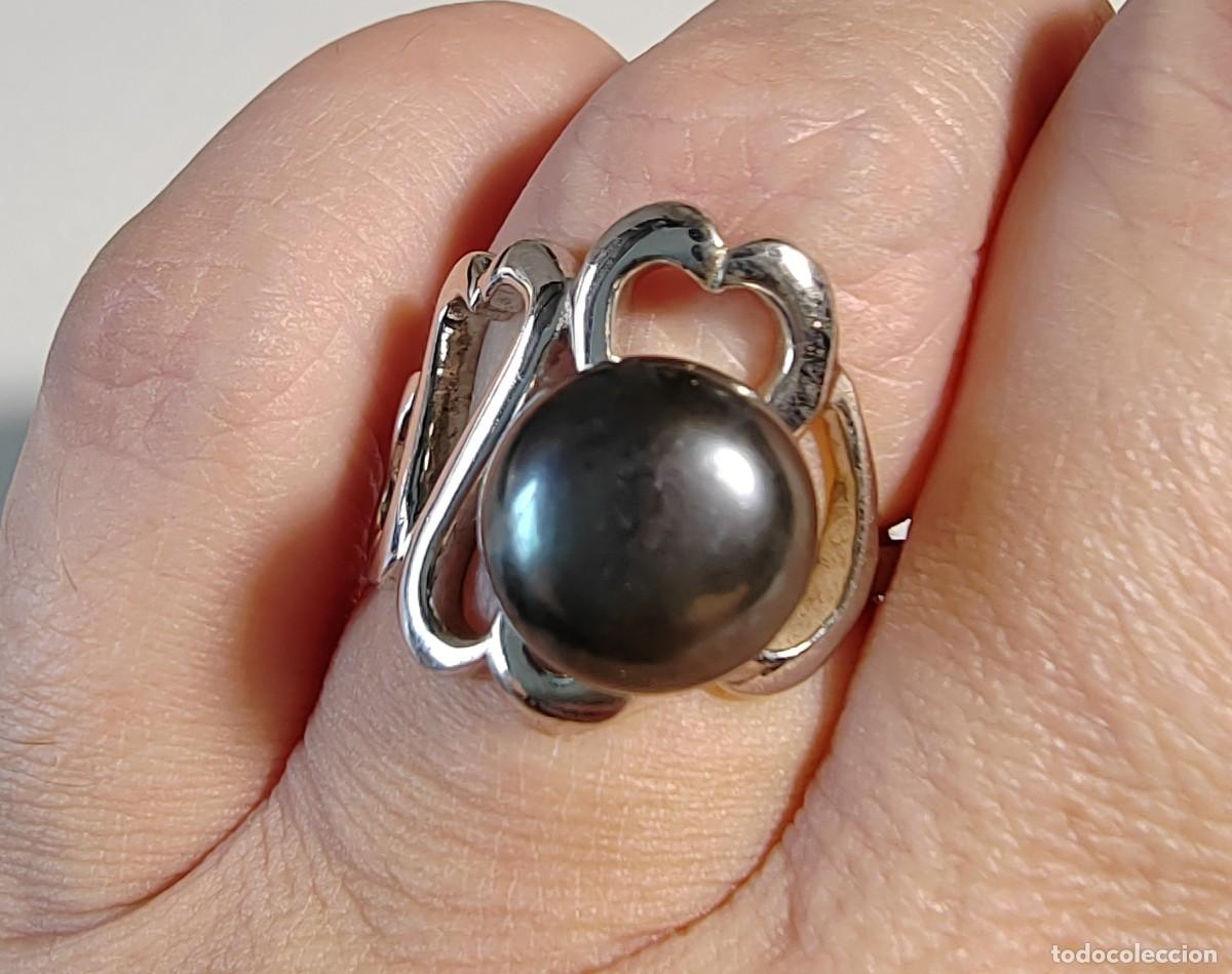 Joyeria: Anillo con Perla gris japonesa y Plata de Ley - Foto 2