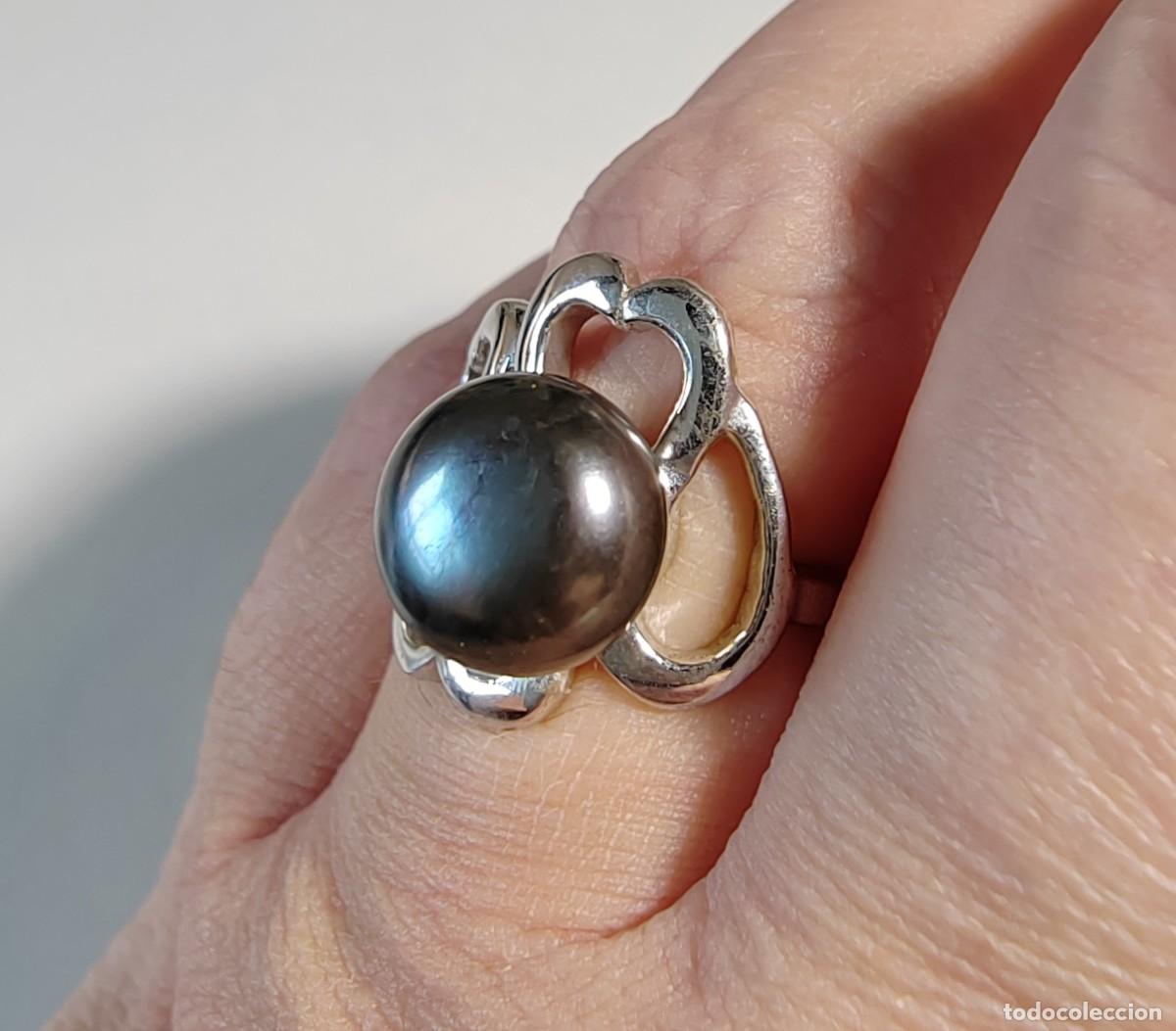 Joyeria: Anillo con Perla gris japonesa y Plata de Ley - Foto 4