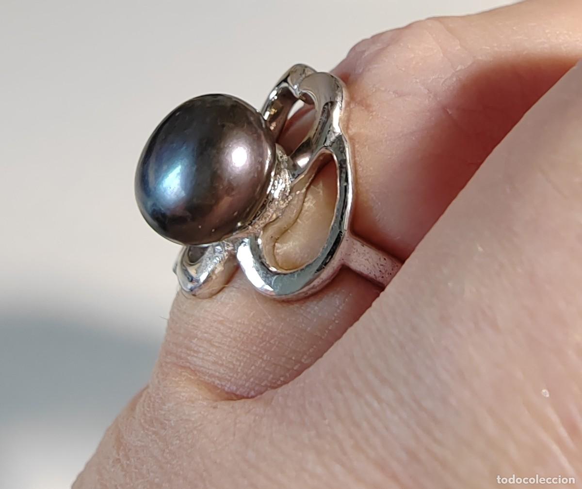 Joyeria: Anillo con Perla gris japonesa y Plata de Ley - Foto 5