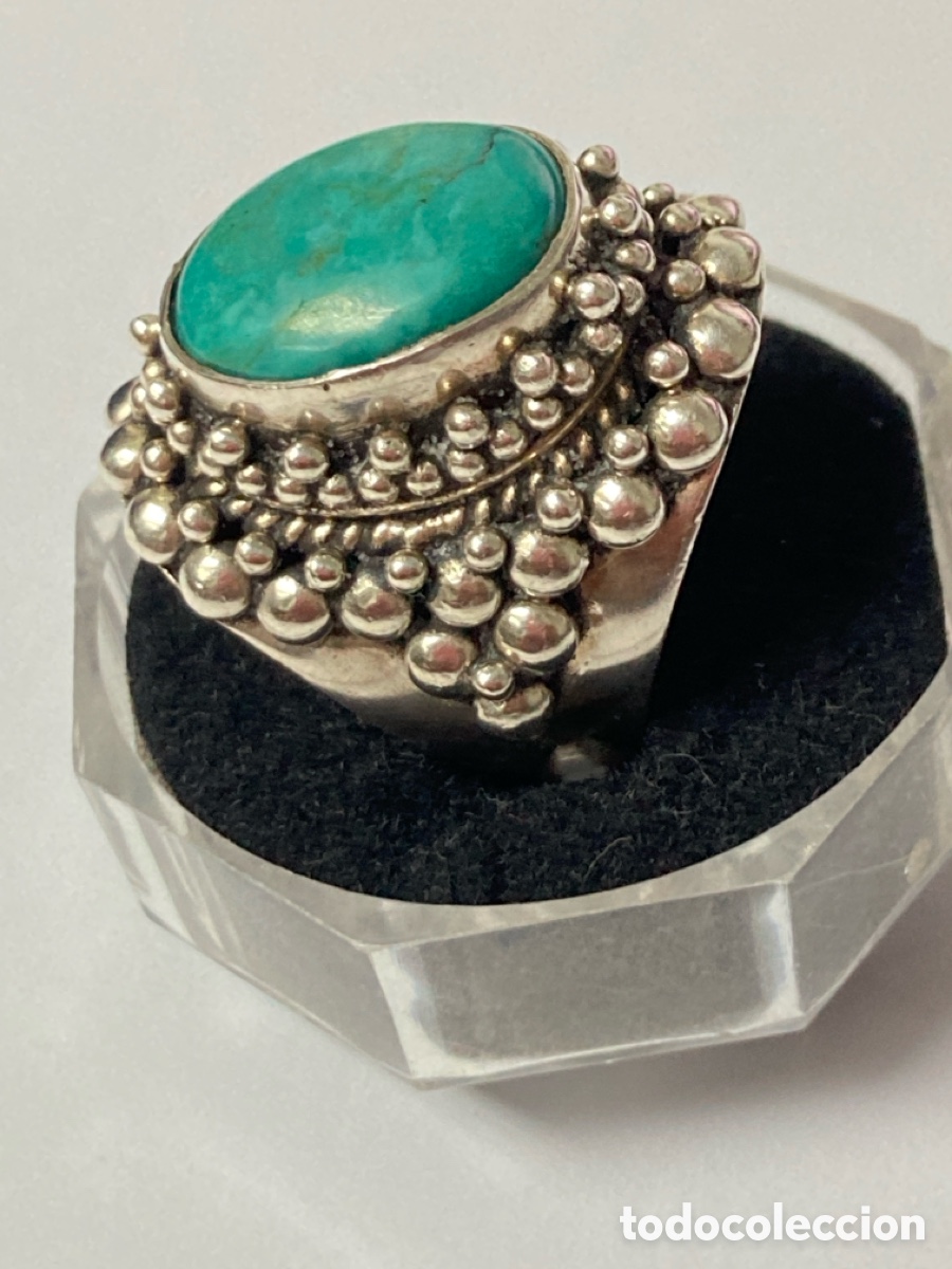 Joyeria: Sortija de plata y turquesa central /S185 - Foto 7