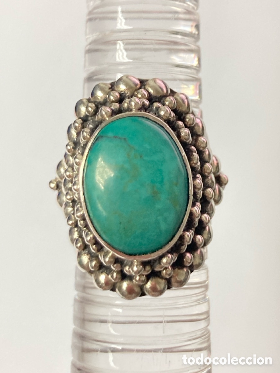 Joyeria: Sortija de plata y turquesa central /S185 - Foto 10
