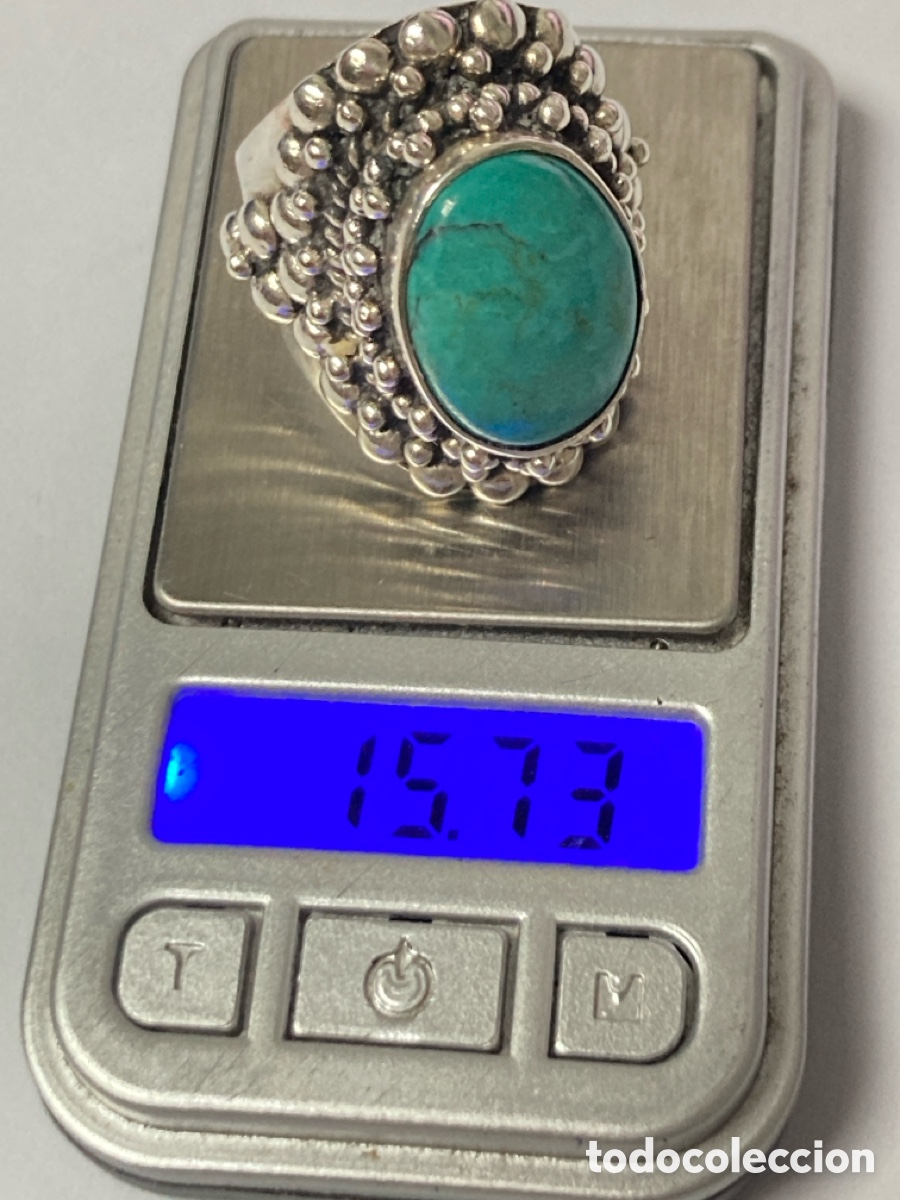 Joyeria: Sortija de plata y turquesa central /S185 - Foto 11