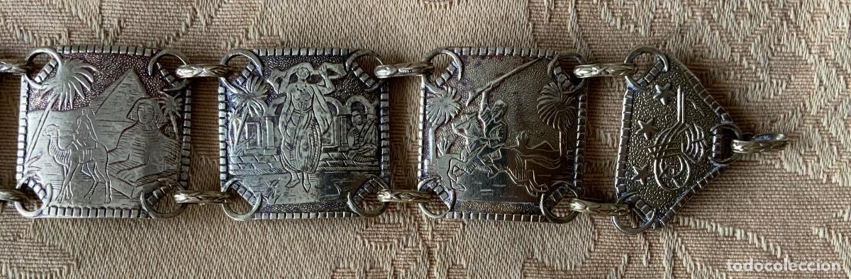 Joyeria: ANTIGUA PULSERA EGIPCIA DE LATON, REPUJADA - Foto 7