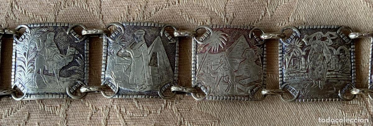 Joyeria: ANTIGUA PULSERA EGIPCIA DE LATON, REPUJADA - Foto 9