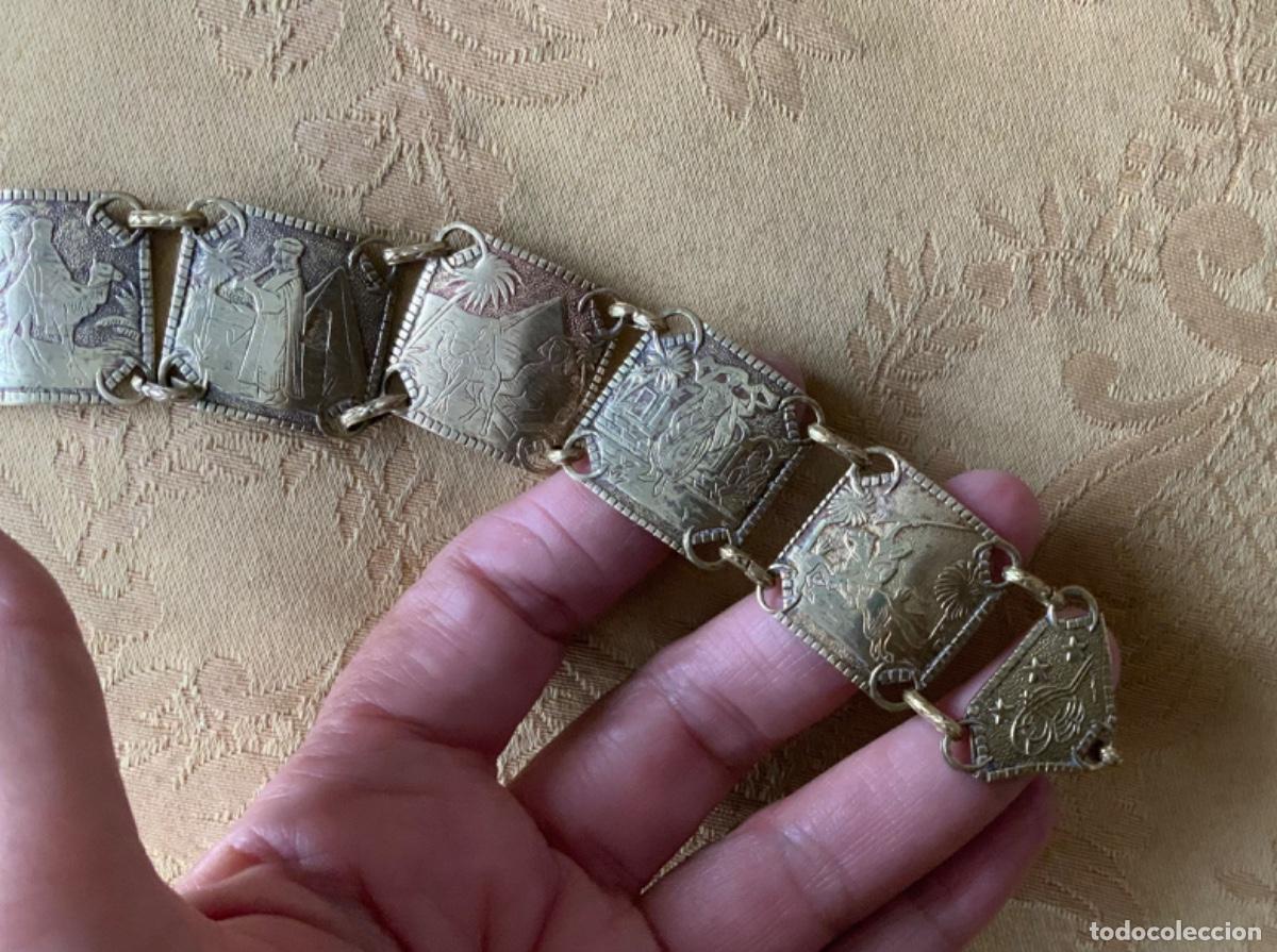 Joyeria: ANTIGUA PULSERA EGIPCIA DE LATON, REPUJADA - Foto 14