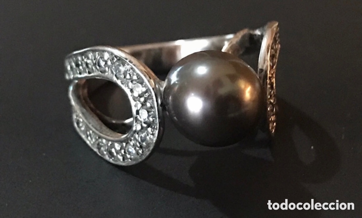 Joyeria: Anillo plata y perla gris antiguo - Foto 2