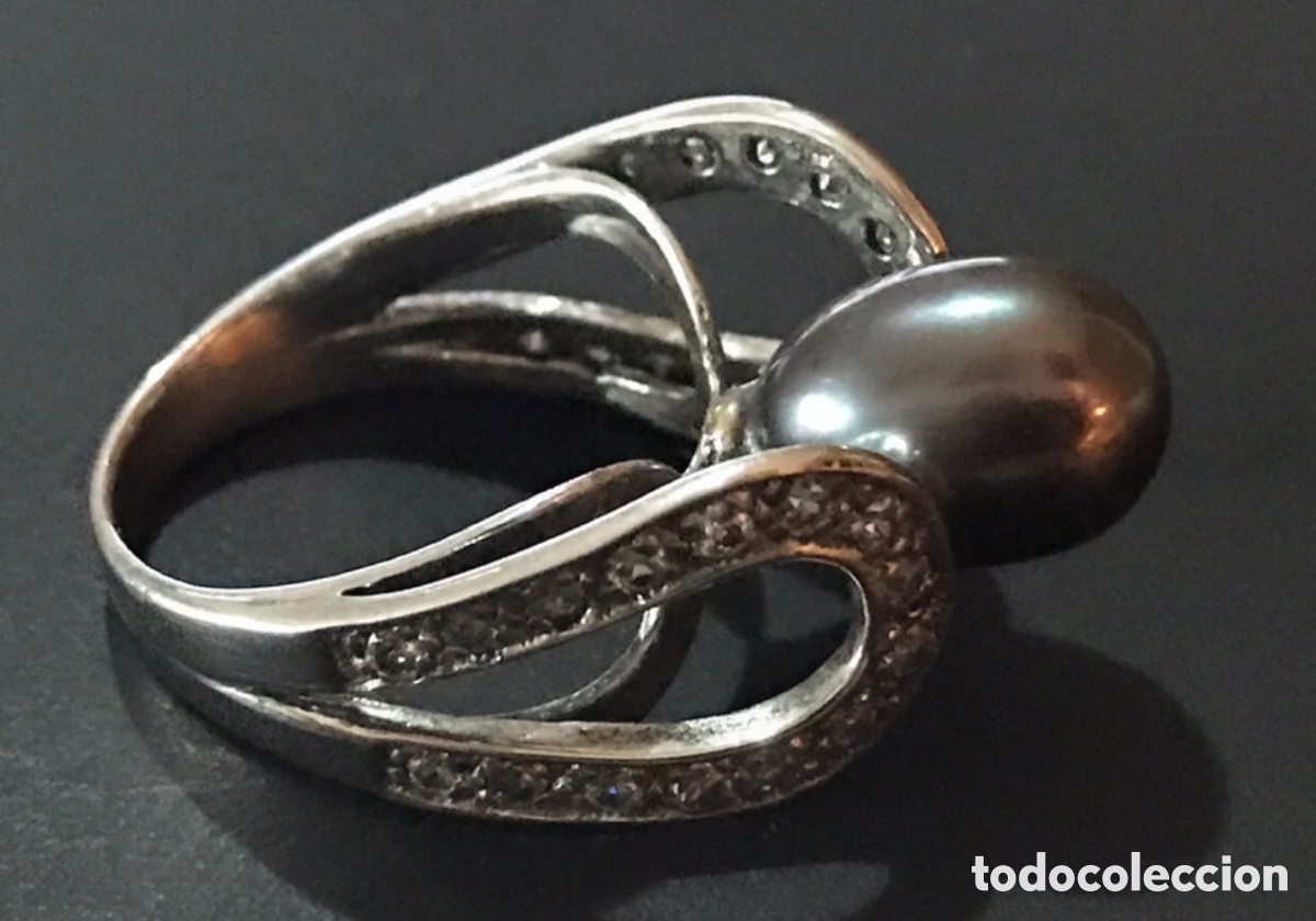 Joyeria: Anillo plata y perla gris antiguo - Foto 1