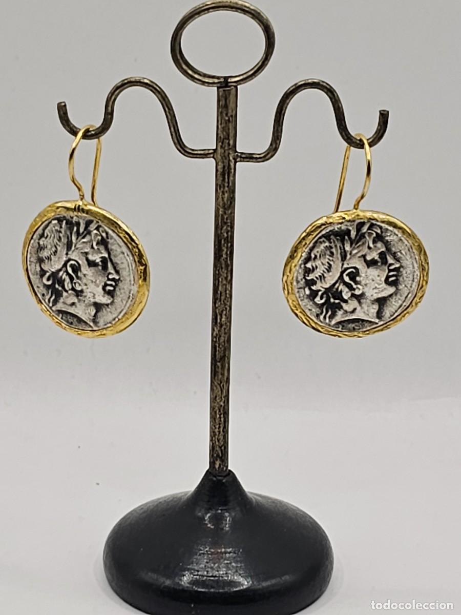 Joyeria: Pendientes con monedas r&eacute;plica dramas griegas - Foto 1