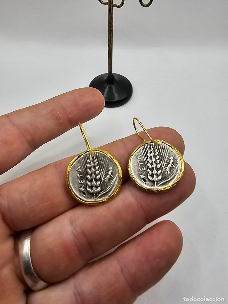 Joyeria: Pendientes con monedas r&eacute;plica dramas griegas - Foto 4
