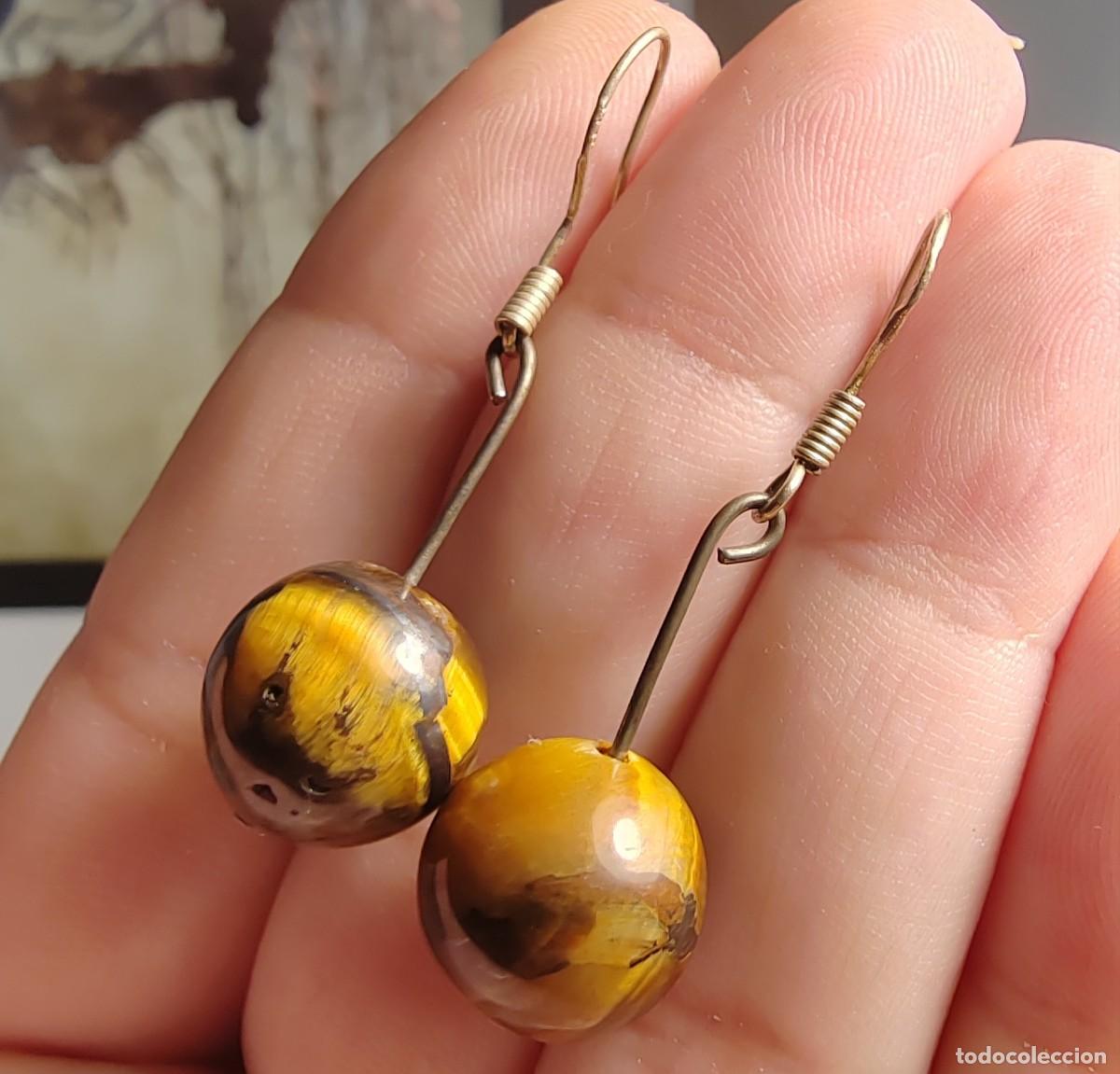 Joyeria: Pendientes Plata de Ley y Ojo de Tigre - Foto 1