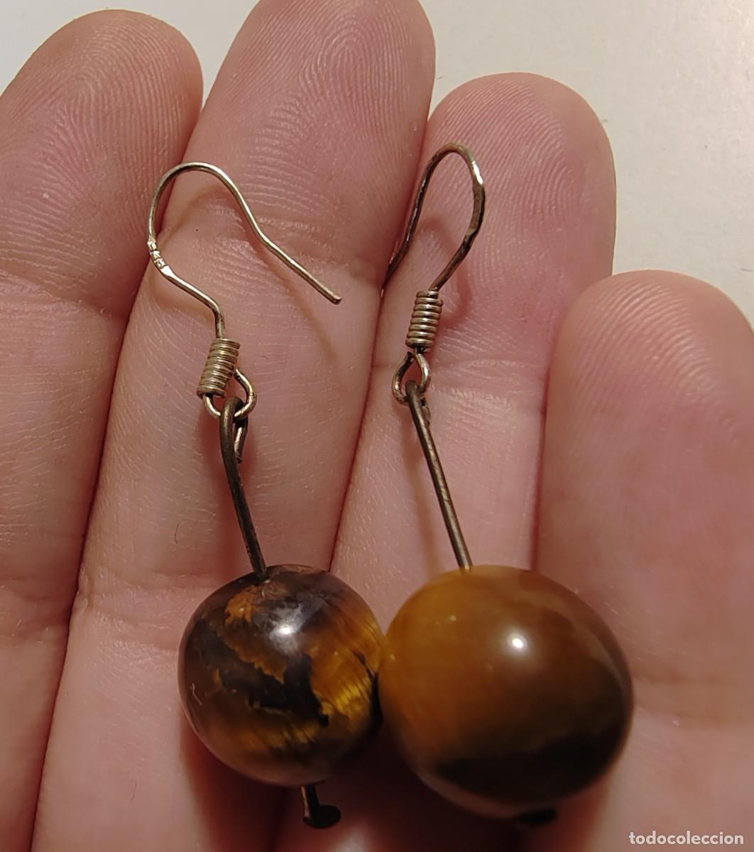 Joyeria: Pendientes Plata de Ley y Ojo de Tigre - Foto 2