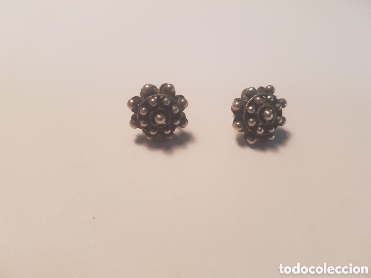 Joyeria: #895 Pendientes bot&oacute;n charro plata de ley 925 1cm - Foto 1