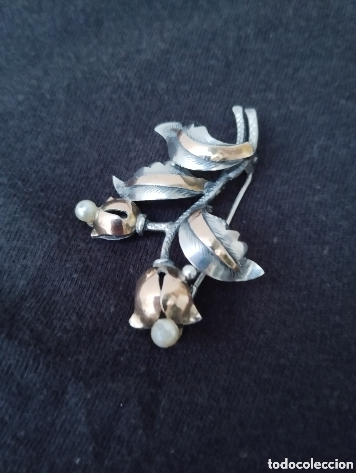 Joyeria: Broche de plata con laminas de oro - Foto 3