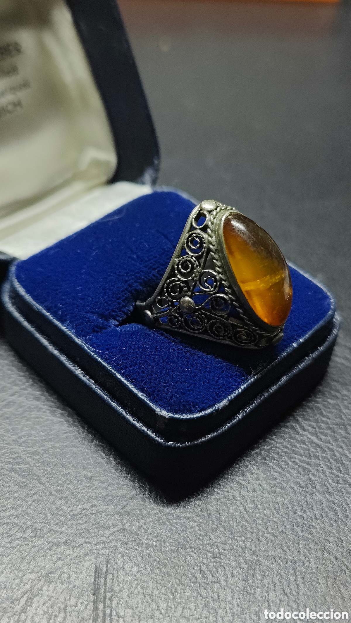 Joyeria: ANTIGUO ANILLO DE PLATA Y AMBAR - Foto 7