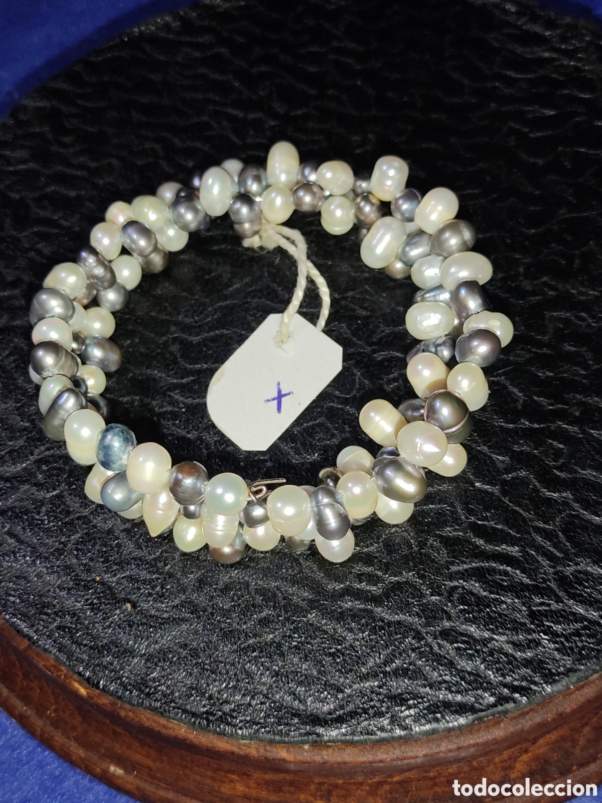 Joyeria: Collar, pulsera de perlas y perlas grises.Vintage - Foto 3