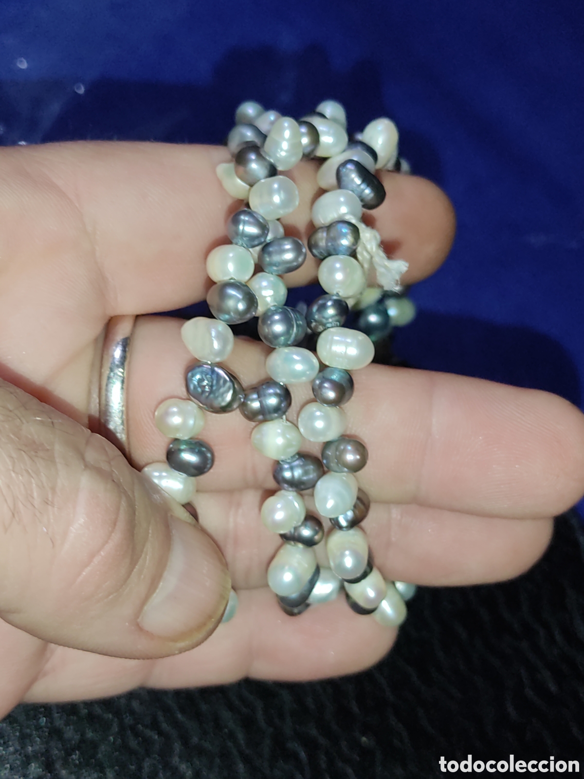 Joyeria: Collar, pulsera de perlas y perlas grises.Vintage - Foto 4