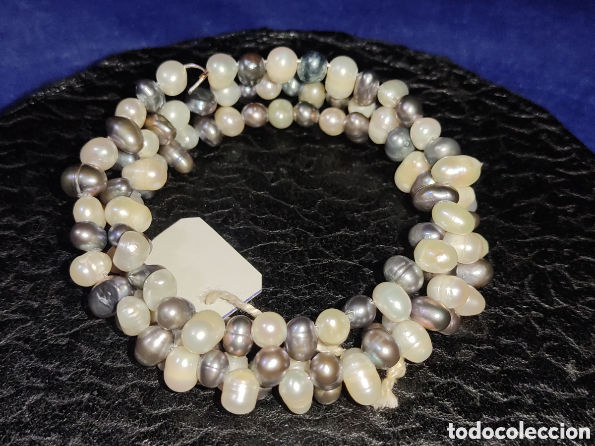 Joyeria: Collar, pulsera de perlas y perlas grises.Vintage - Foto 5