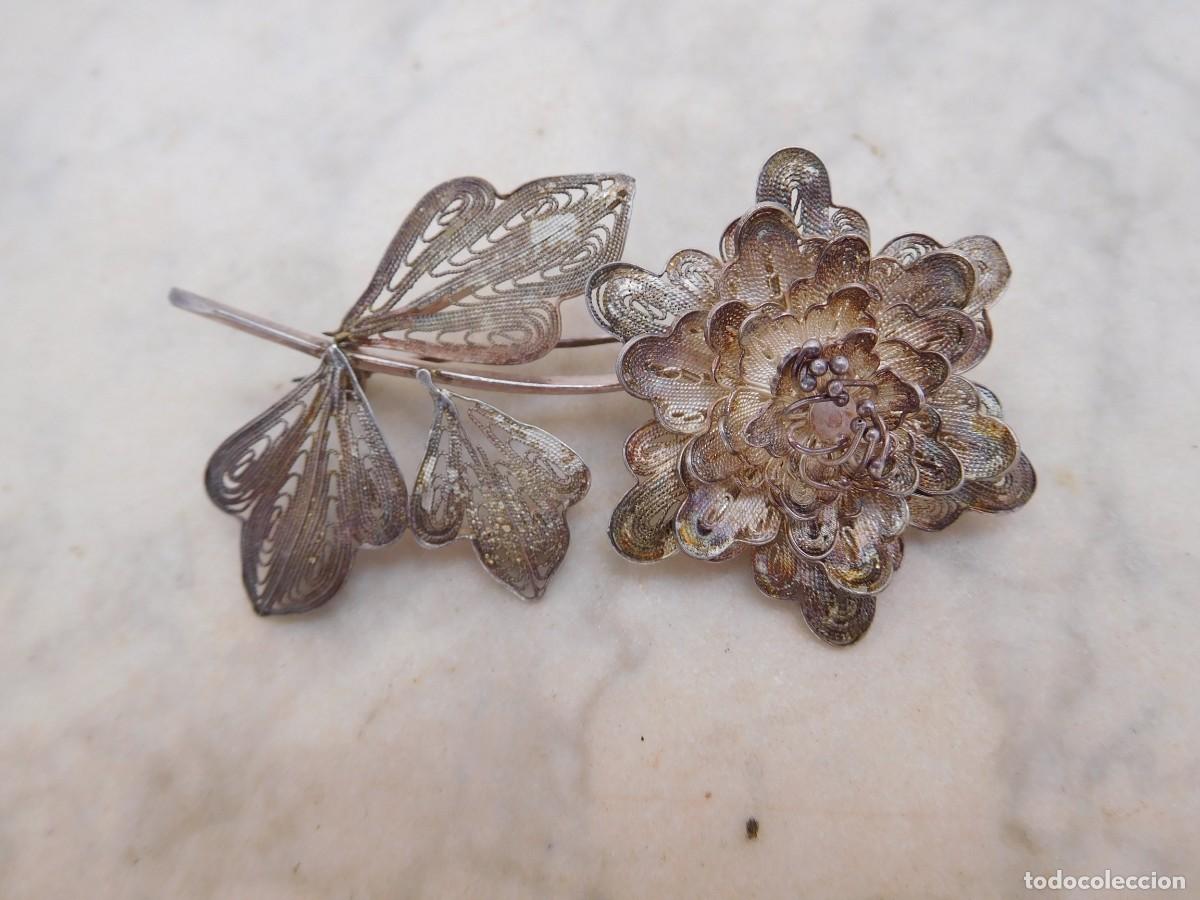 Joyeria: Broche antiguo de plata filigrana - Foto 1