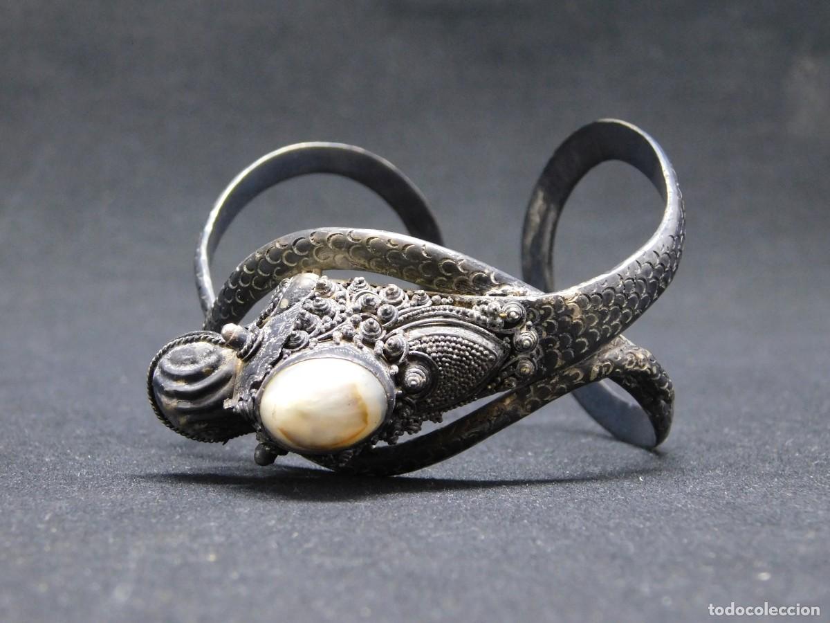 Joyeria: ANTIGUA PULSERA SERPIENTE DE PLATA - Foto 1