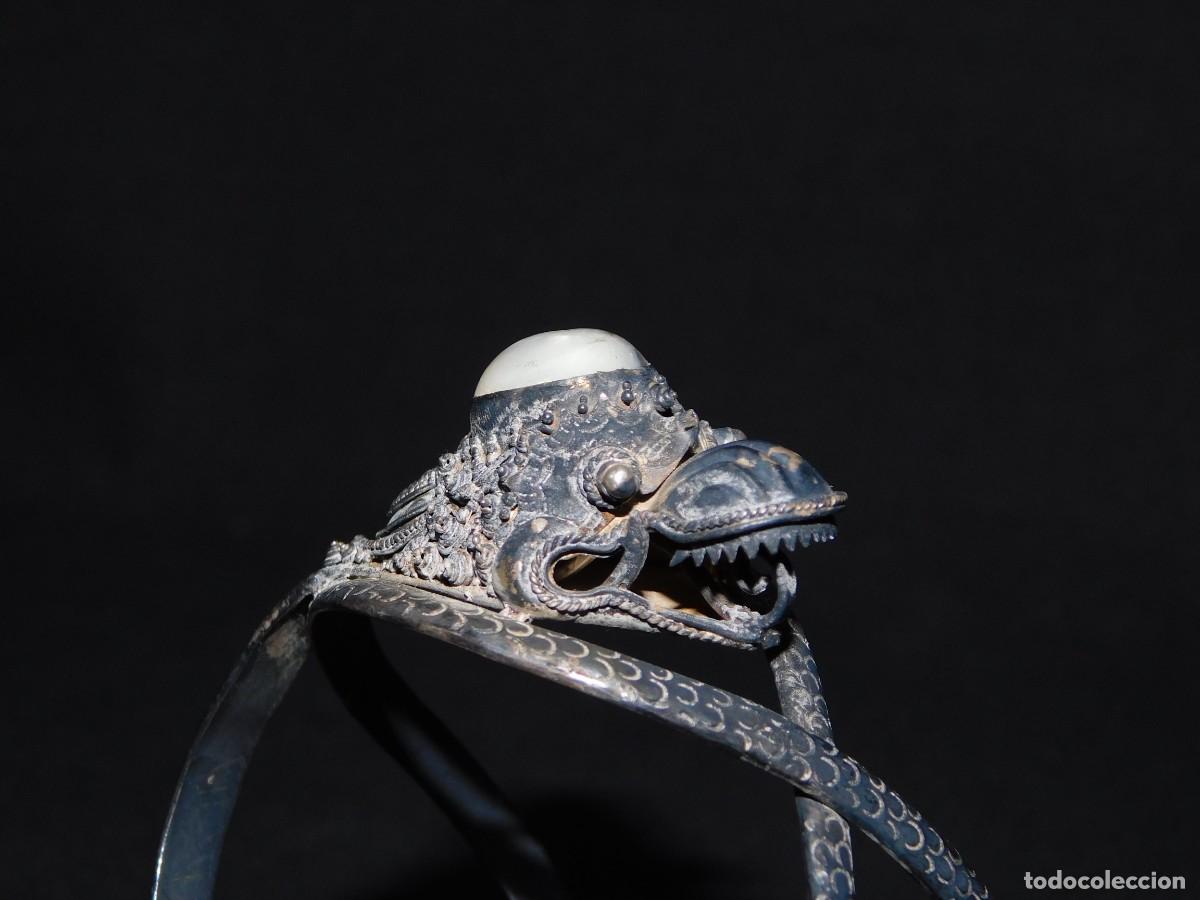 Joyeria: ANTIGUA PULSERA SERPIENTE DE PLATA - Foto 4