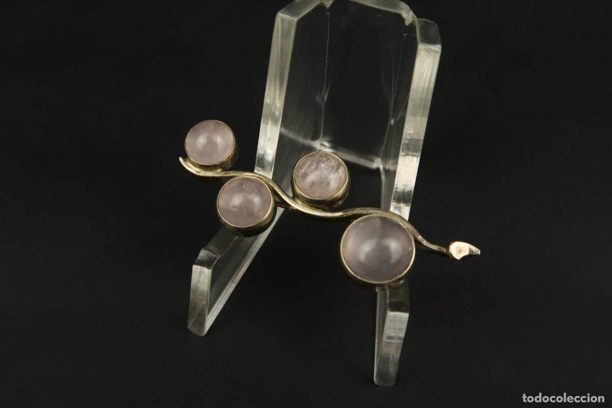 Joyeria: Antiguo Broche de Plata y Cuarzo Rosa - Foto 1